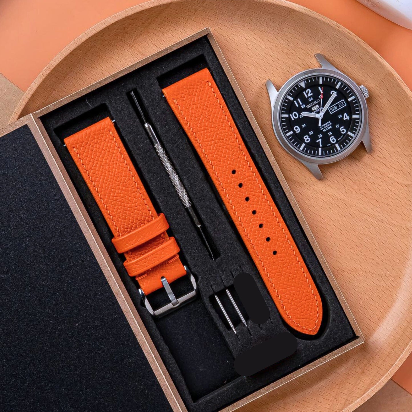 Epsom Leather Watch Strap: Handmade Custom Band