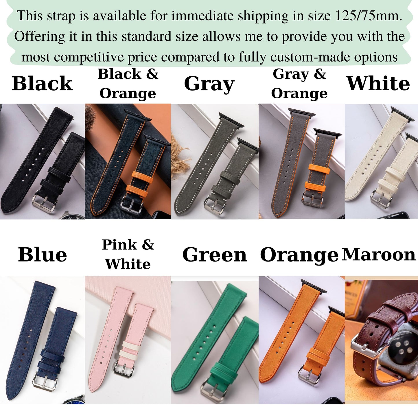 Handmade Leather watch strap : Swift Calfskin Strap
