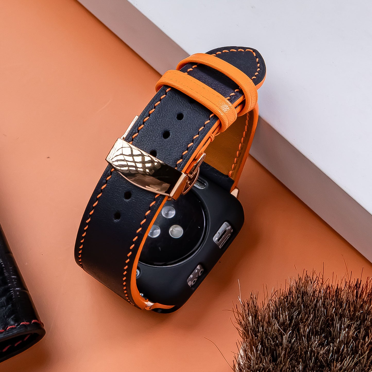 Handmade Leather Apple  Watch Band. Swift Calfskin Strap Deployant clasp