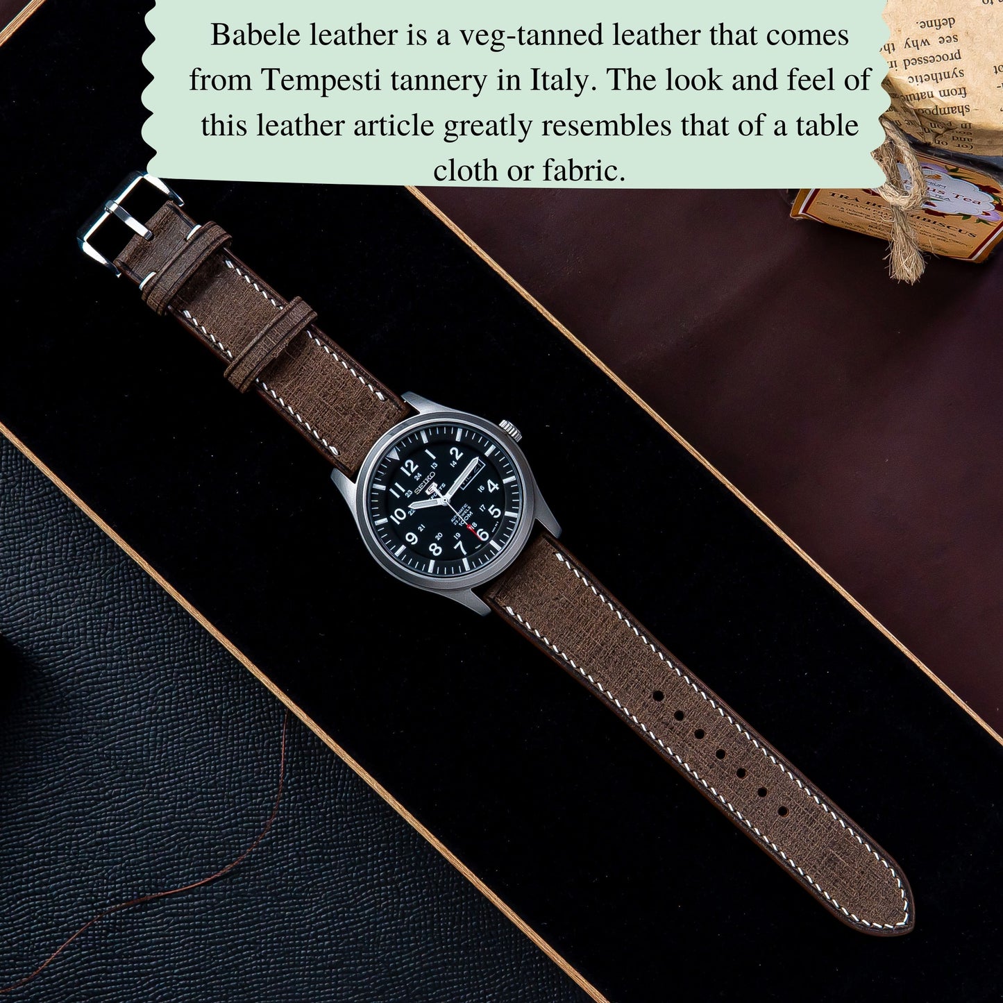 Babele Brown Leather Watch Strap: Italian Vegetable-Tanned Band