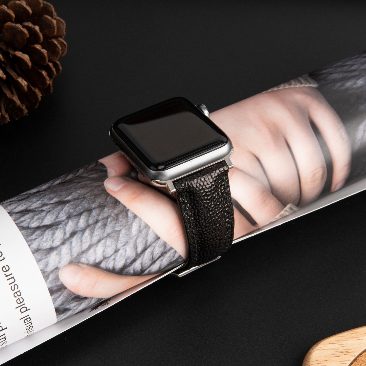 Black And Brown Ostrich Leather Watch Strap: Quick Release For Apple Watch Band