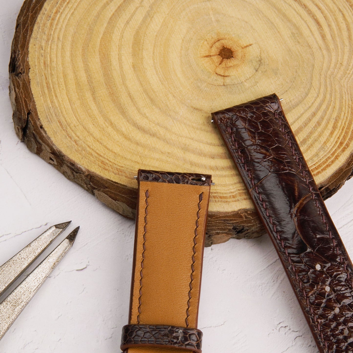 Black And Brown Ostrich Leather Watch Strap: Quick Release,Beautiful grain