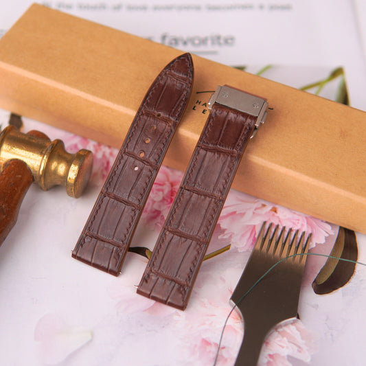 Black And Brown Alligator Beautiful grain Leather Watch Strap: Hublot Style, Custom Apple Watch Band