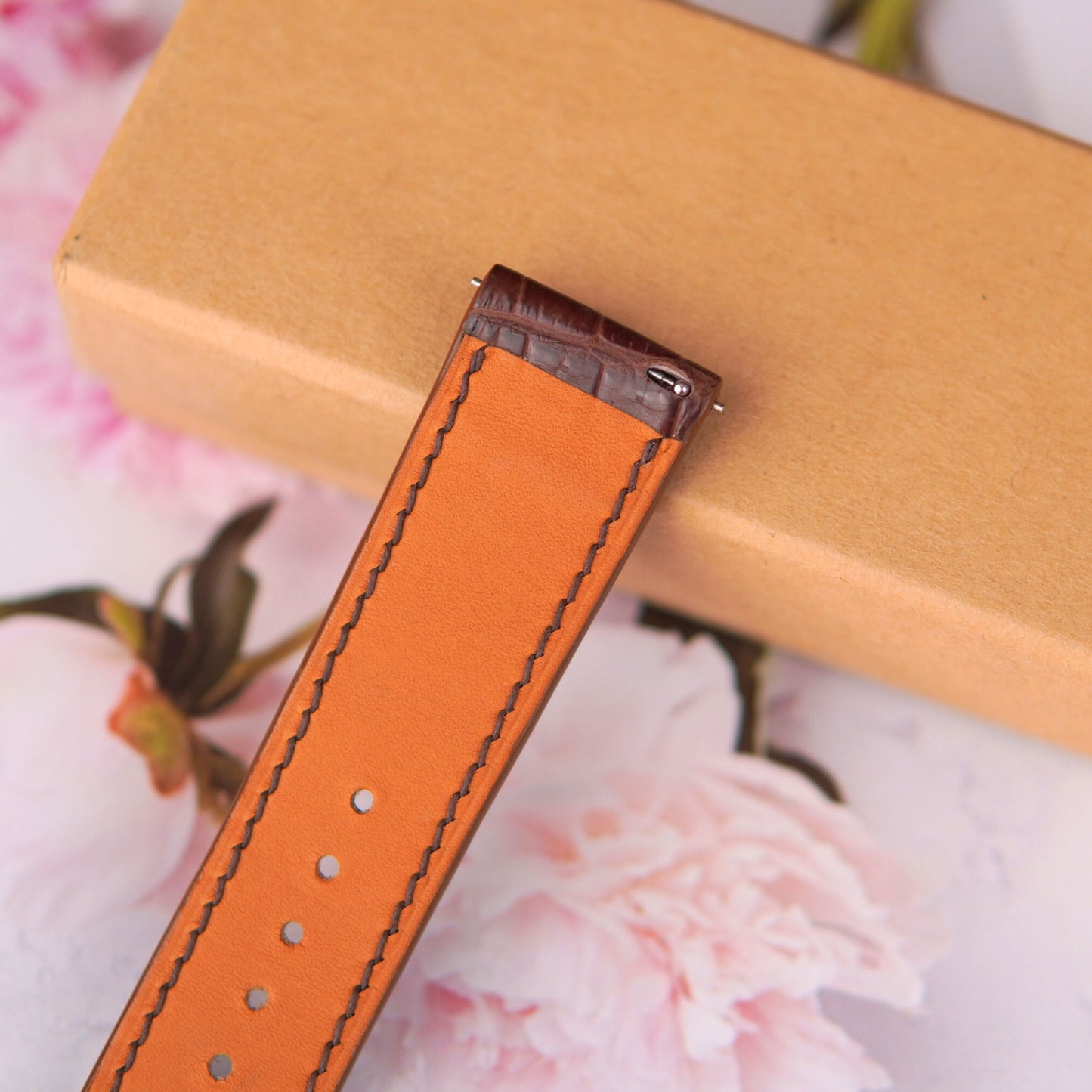 Black And Brown Alligator Beautiful grain Leather Watch Strap: Hublot Style