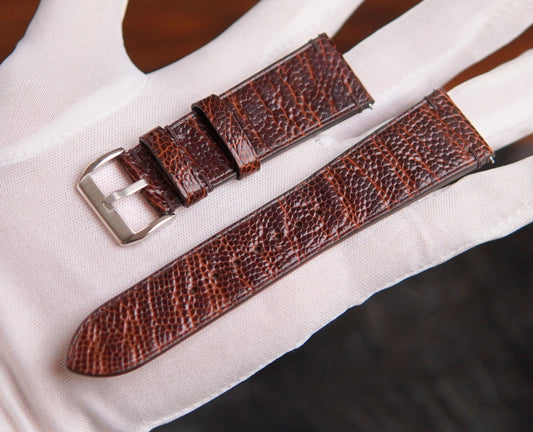 Handmade Black and Brown Ostrich Leather Strap for Apple Watch – Quick Release Design