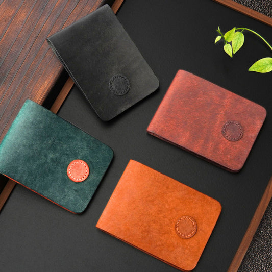 Pueblo Leather Wallet, Handmade Full Grain Leather Wallet: Minimalist Card Holder,Magnetic minimal wallet