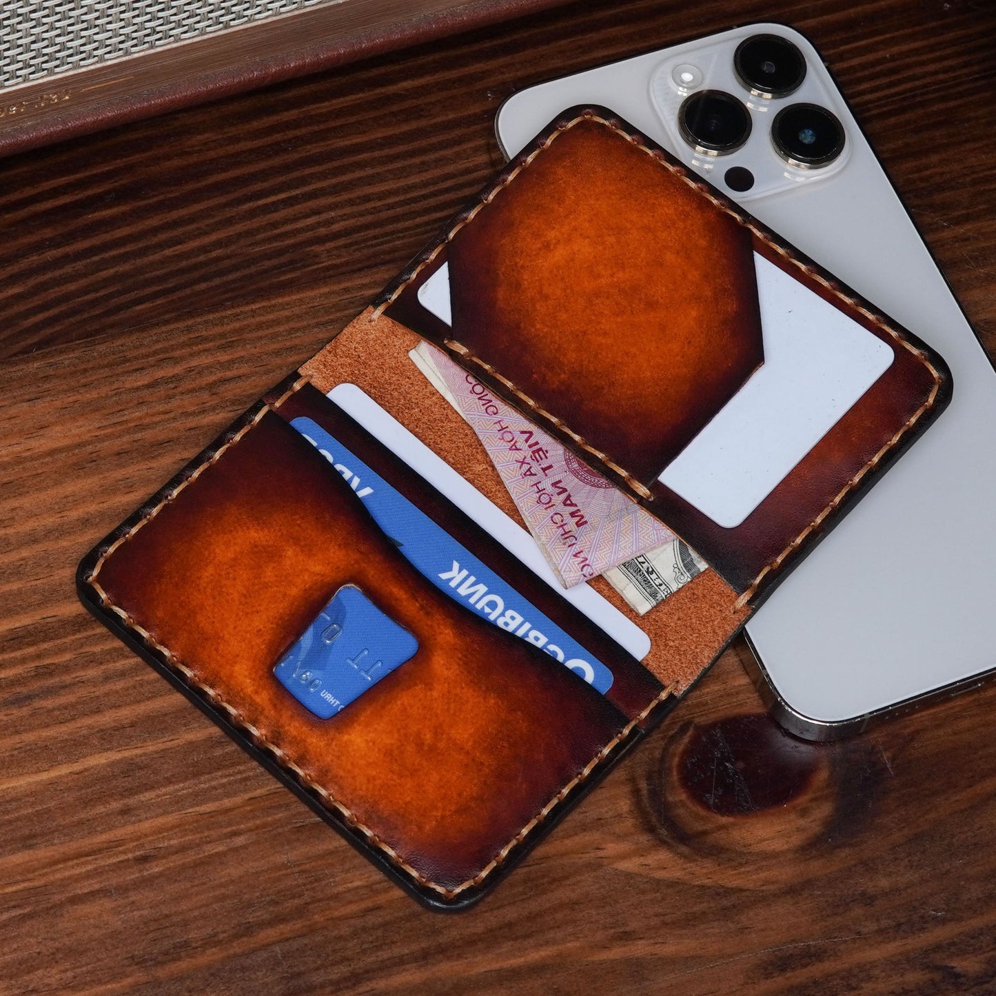 Genuine Italian Leather Slim Card Holder, Minimalist Design, Wallet Leather V23