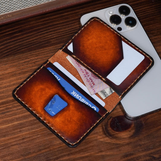 Genuine Italian Leather Slim Card Holder, Minimalist Design, Wallet Leather V23