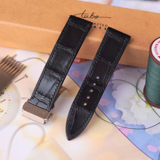 Black And Brown Alligator Beautiful grain Leather Watch Strap: Hublot Style