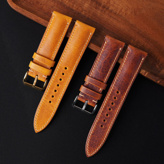 Handmade Badalassi Carlo Leather Watch Strap: Cognac Waxed Pull Up