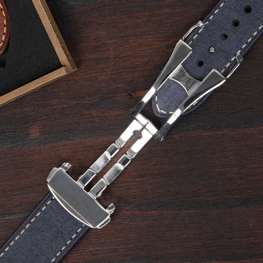 Handmade Blue Babele Leather Watch Band, Omega, Apple Watch Compatible