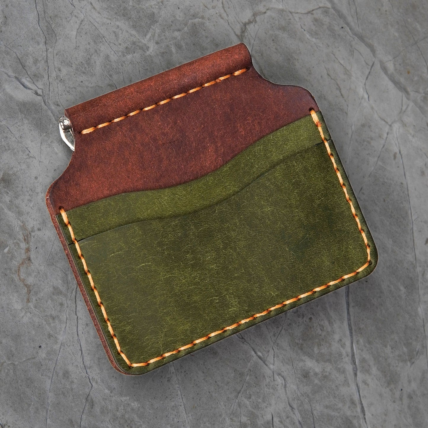 Pueblo Leather Money Clip Wallet, Handmade Money Clip Leather Bifold Wallet