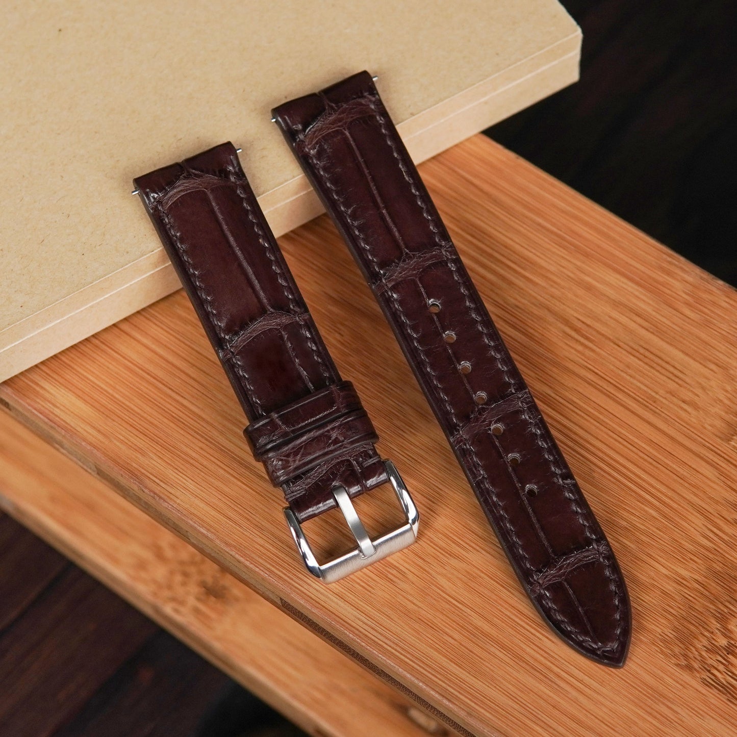 Black And Brown Alligator Leather Watch Strap: Quick Release,Beautiful grain