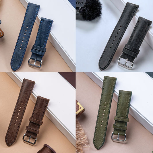 Leather Pueblo Watch Strap,Watch Band 18mm 19mm 20mm 21mm 22mm 23mm 24mm Gray Replacement Strap For Men's Watch