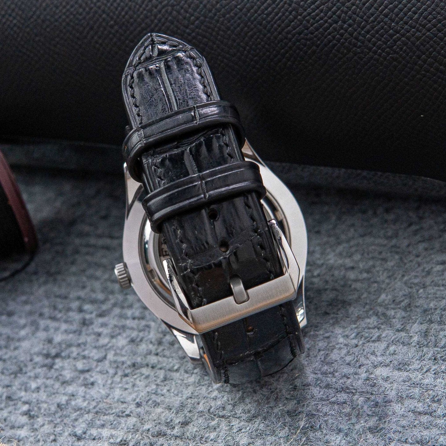 Black And Brown Alligator Leather Watch Strap: Quick Release,Beautiful grain