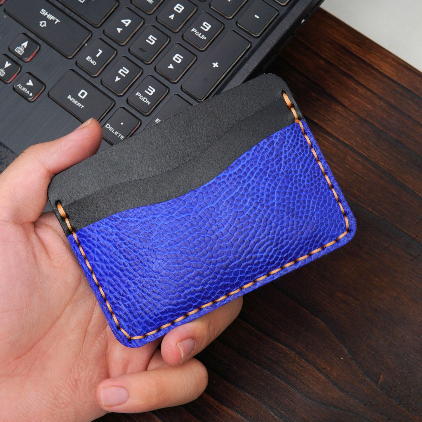 Ostrich Leg Leather Card Holder: Handmade Slim Wallet,Ostrich Leather Card Holder,Slim Minimalist Wallet