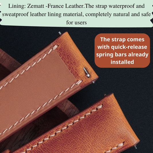 Handmade Waxy Brown Leather Watch Band: Omega Style, Custom Apple Watch Strap