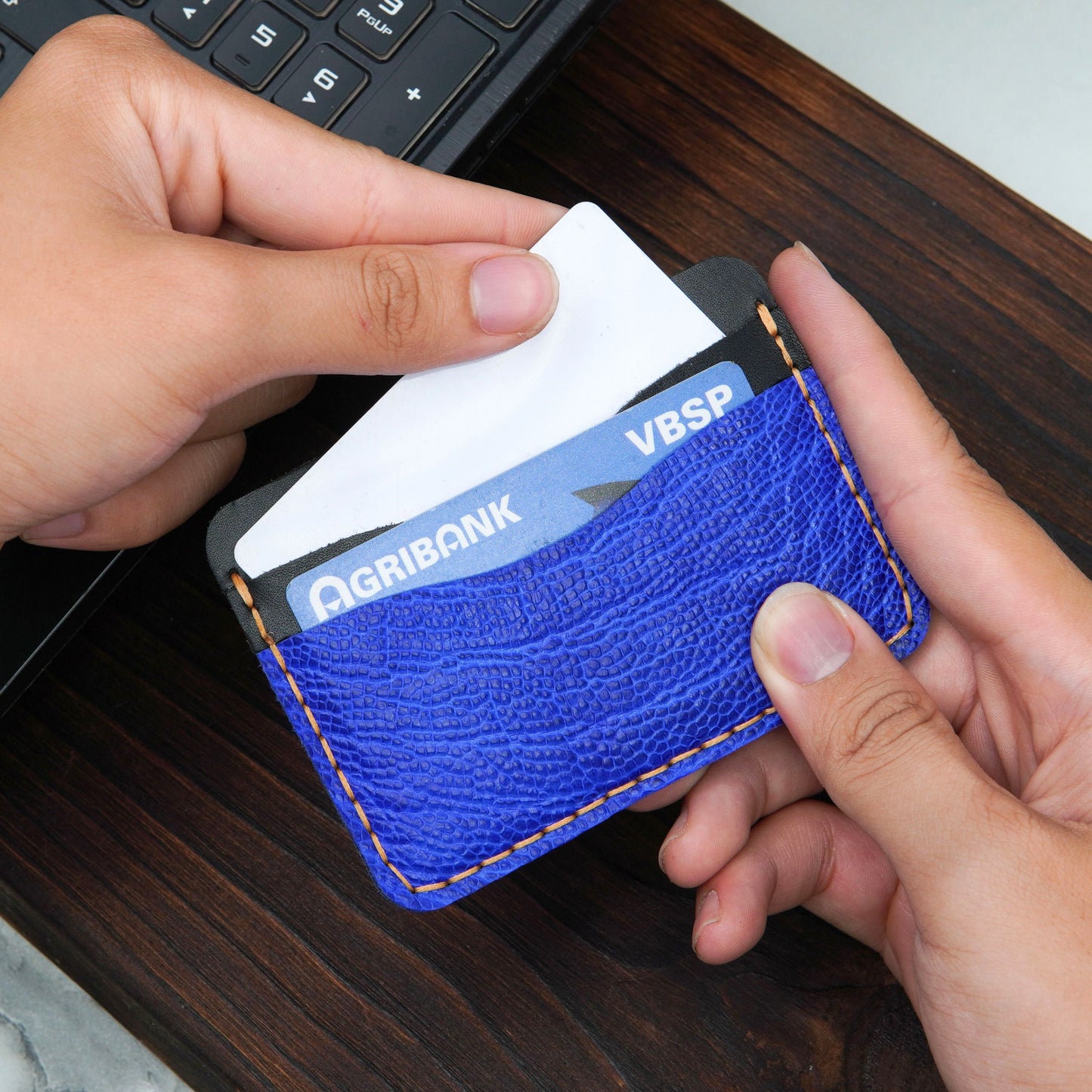 Ostrich Leg Leather Card Holder: Handmade Slim Wallet,Ostrich Leather Card Holder,Slim Minimalist Wallet