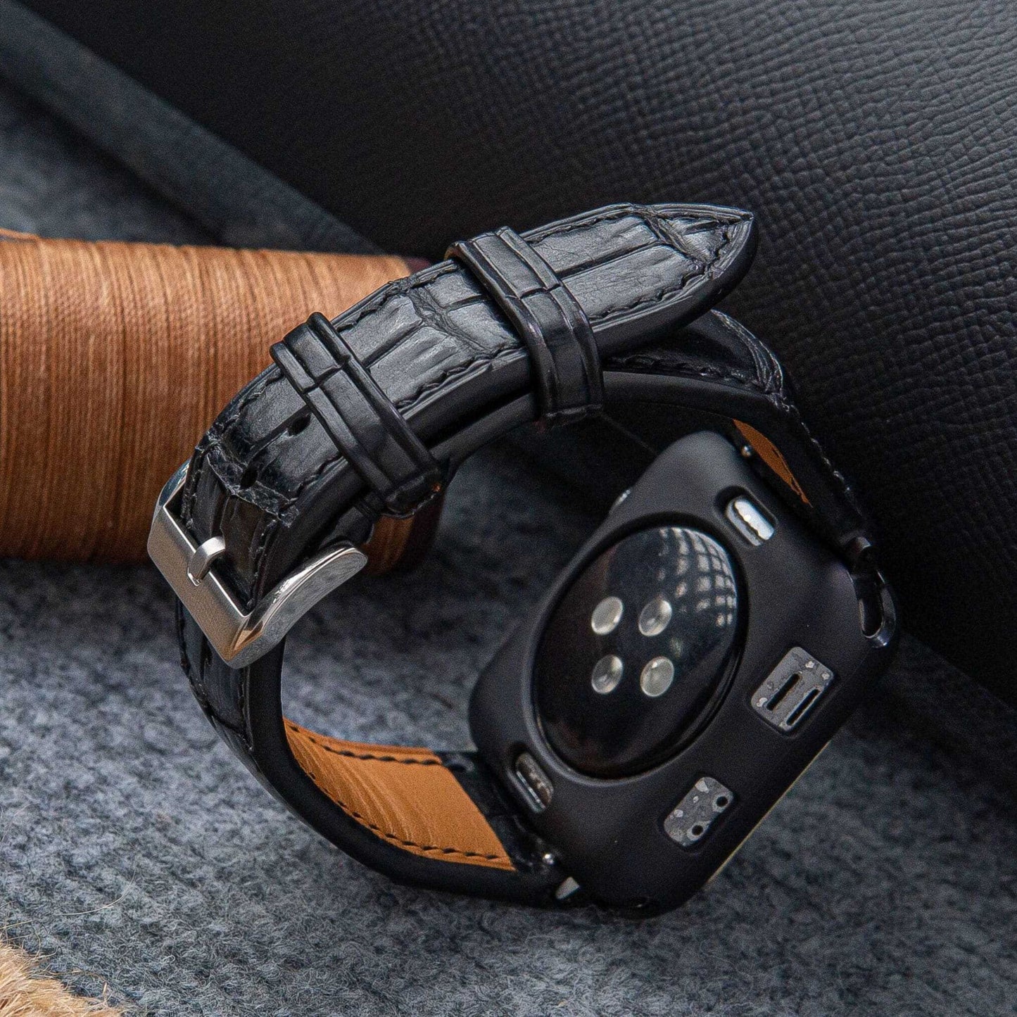 Black And Brown Alligator Leather Watch Strap: Quick Release,Beautiful grain
