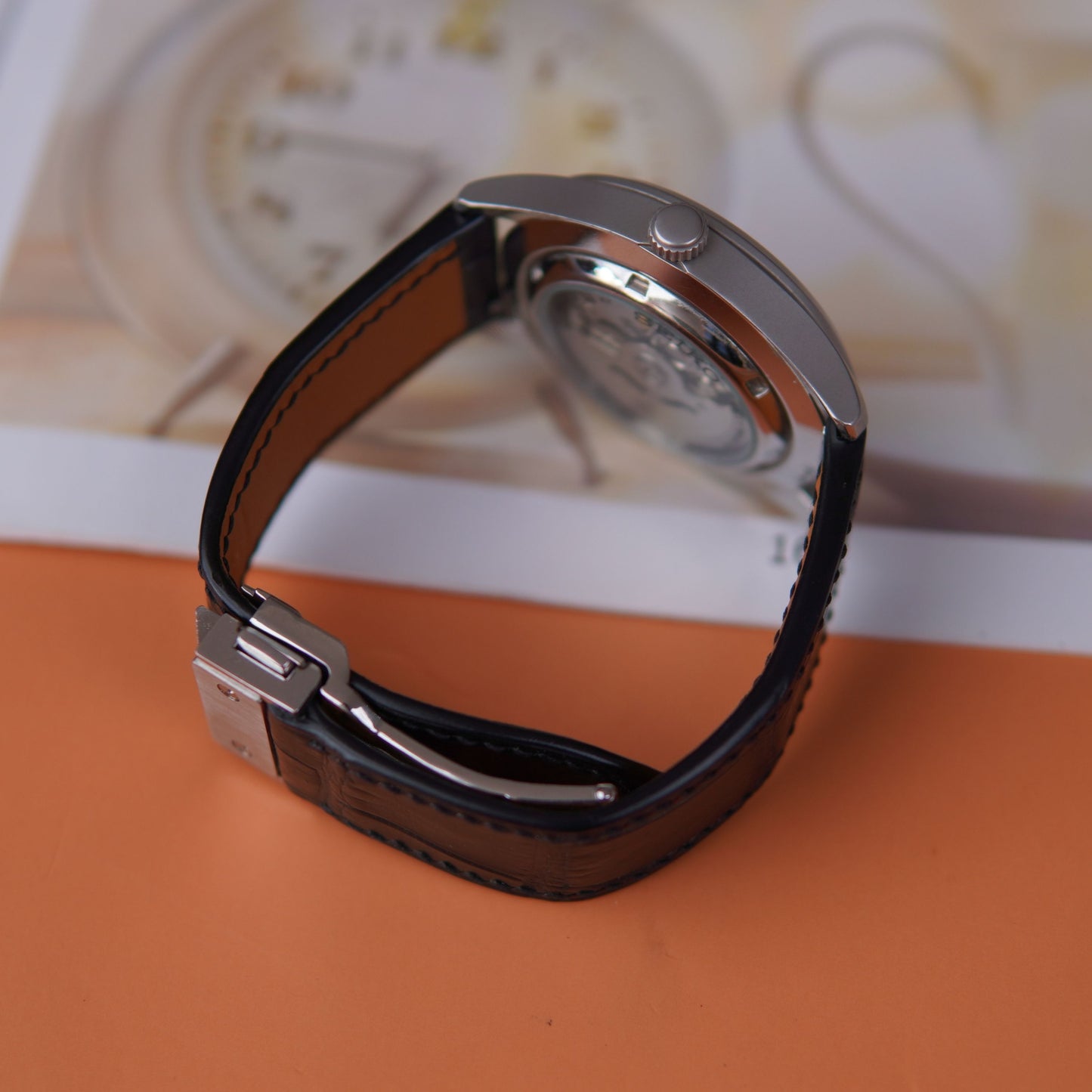 Black And Brown Alligator Beautiful grain Leather Watch Strap: Hublot Style