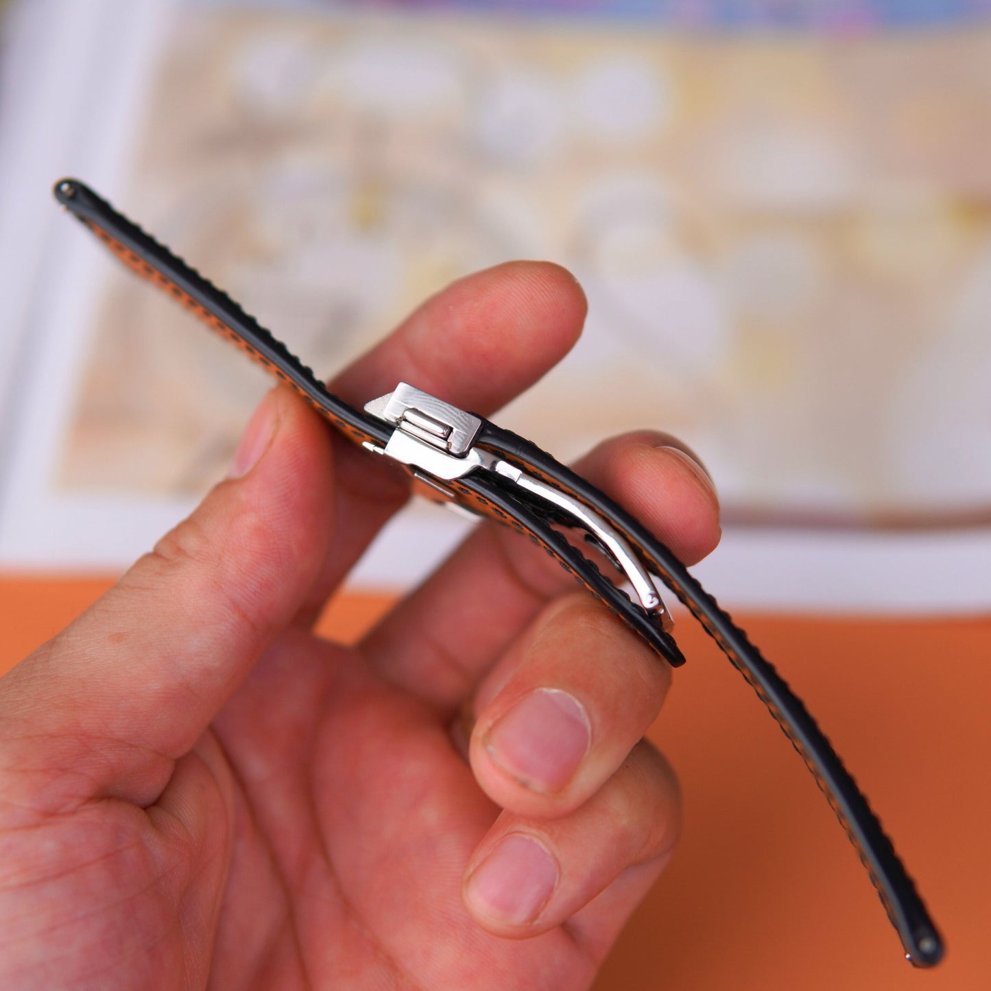 Black And Brown Alligator Beautiful grain Leather Watch Strap: Hublot Style